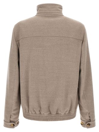 Brunello Cucinelli Virgin Wool Bomber Jacket - Beige