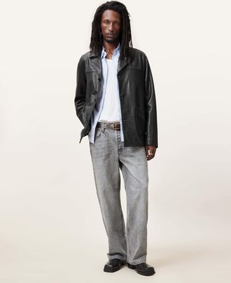 AllSaints Mens Sheep Leather Lucas Leather Coat, Size: XS