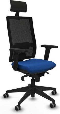 Piqueras y Crespo Piqueras Y Crespo - Horna sincro malla negra similpiel azul brazos 2D base piramidal cabecero fijo ruedas 65mm engomadas