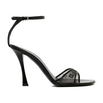 Givenchy High Heel Sandals, female, Black, Size: 8 US Black Stitch Sandals with 4G Motif