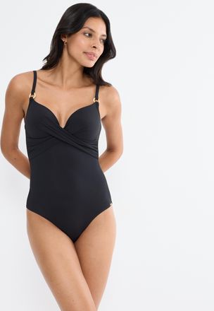 Triumph Badeanzug TRIUMPH Summer Twist, Damen, Gr. 38, Cup E, schwarz, Microfaser, Obermaterial: 77% Polyamid, 23% Elasthan, Badeanz&uuml;ge Badeanzug, Eleganz und