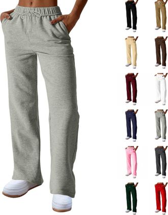 Generic Womens Joggers Tracksuit Womens Full Set Petite Joggers With Pockets Track Suit Bottoms For Women UK Sweatpants Wide Leg Casual Long Training Trousers