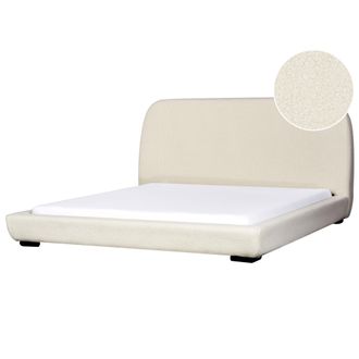 Beliani Cama De Agua Con Somier Cl&aacute;sica Con Cabecero Tapizado De Boucl&eacute; Beige Claro 180 X 200 Cm Roisel