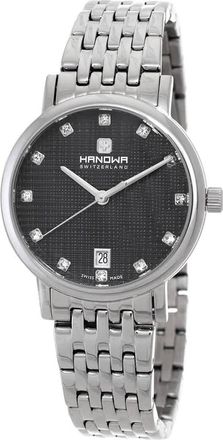 Hanowa Rivera Quartz Crystal Black Dial Ladies Watch HAWLH2200501