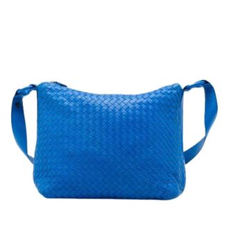 Bottega Veneta Pre-owned Woven Shoulder Bag - Dames - Pre-owned - Blauw - Maat: ONE Size Leer