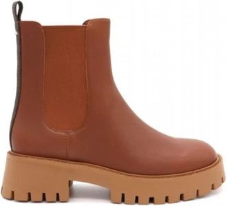 Michael Kors Asher Flat Bootie - Dames - Chelseaboots - Bruin - 38 EU - Leer - Schoenen