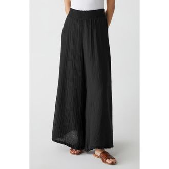 Michael Stars Simba Smocked Waist Wide Leg Pants in Black at Nordstrom, Size X-Small