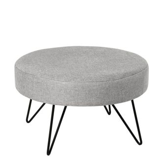 Koketto Home Puff redondo gris con patas de metal negro