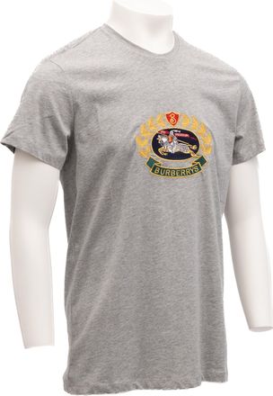 Burberry Cotton Logo-Embroidered T-Shirt - Gray