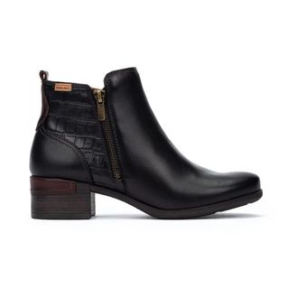 Pikolinos Malaga Enkellaars - Dames - Laarzen met Hak - Zwart - 35 EU - Leer - Schoenen