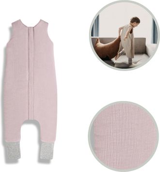 OEM Saco De Dormir De Muselina Con Pies, Talla S (1-2 A&ntilde;os), Color Rosa