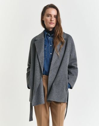 GANT Women Handstitched Belted Jacket (XXL) CHARCOAL MELANGE