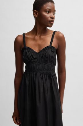 Boss Orange by Hugo Boss Blusenkleid BOSS ORANGE Dalza Premium Damenmode, Damen, Gr. 40, N-Gr, schwarz (schwarz 001), Web, Obermaterial: 100% Baumwolle, unifarben, regular fit