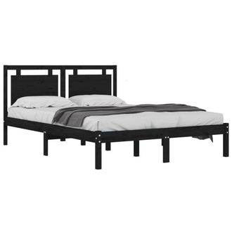 Berkfield Home Beautiful Bed Frame Black Solid Wood 200x200 cm