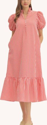 Entro Fallon Cotton Midi Dress In Red Gingham