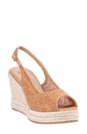 Good Choice Shoes Bowery Lace Espadrille Wedge Slingback Sandal in Tan at Nordstrom Rack, Size 7.5