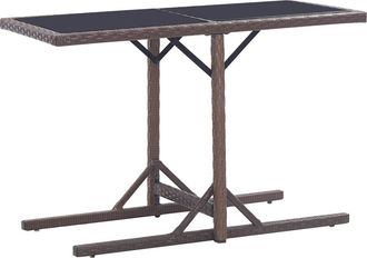 vidaXL Mesa De Jard&iacute;n De Vidrio Y Rat&aacute;n Sint&eacute;tico Blanco 110x53x72 Cm Vidaxl