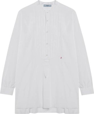 Prada Shirts, female, White, Size: S Camicia in tela cotone ricamata