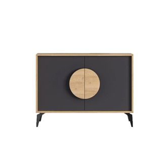 Calicosy Aparador 2 Puertas L110 cm - Efecto Roble y Blanco