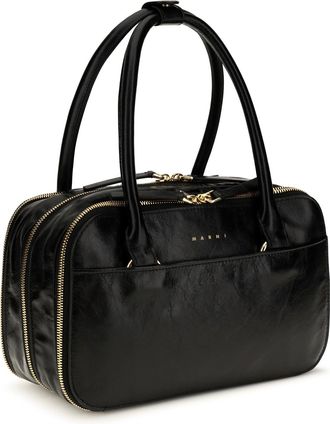Marni Womens Small Boxyne Handbag Black Calf Leather Bos Taurus Handbags Hand Bags