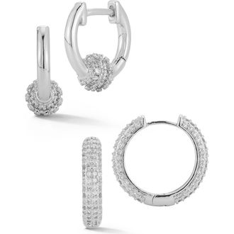 Glaze Jewelry Set of 2 Hoop Earrings in Silver at Nordstrom Rack