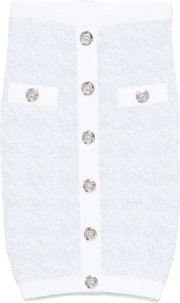 Balmain Tweed Knie-lengte Rok met Knopen - Dames - Korte rokken - Blauw - M - Tweed - Rokken