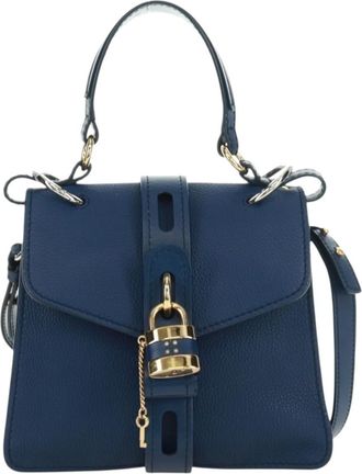 Chlo&eacute; Aby Day Bag Leather Blue Leather Handbag (Pre-Owned)