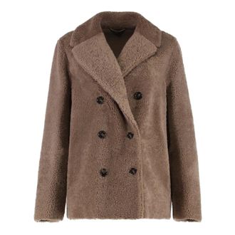 Max Mara Jassen, Dames, Bruin, 3Xs, Futura double-breasted peacoat