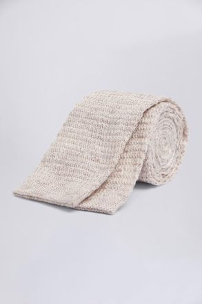 Moss Latte Melange Knitted Linen Tie