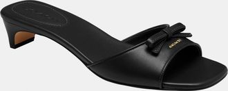 Coach Womens Bow Kitten Heel Sandal - Black Leather - Size UK 6.5