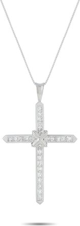 Luxury Bazaar Platinum 1.95ct Diamond Cross Pendant Necklace MF39-041326