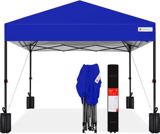 Best Choice Products 10x10ft Easy Setup Pop Up Canopy w/ 1-Button Setup, Wheeled Case, 4 Weight Bags