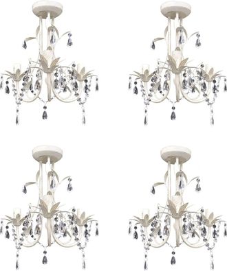 vidaXL L&aacute;mparas De Ara&ntilde;a De Cristal 4 Unidades Blanco Elegante Vidaxl