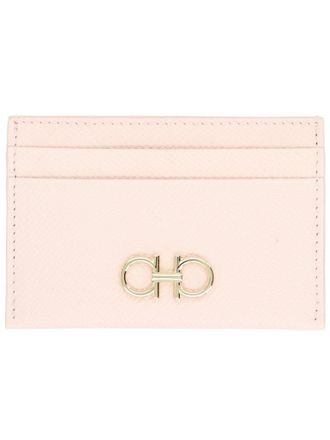 Ferragamo Gancini Calf Leather Pink Card Holder