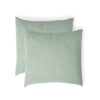 Febronie Funda de almohada (x2) algod&oacute;n verde celad&oacute;n 65x65
