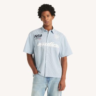 Nautica Mens Striped Short-Sleeve Shirt