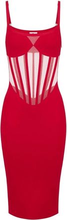 Elisabetta Franchi Gebreide bustierjurk - Dames - Jurken - Rood - Maat: XL Nylon