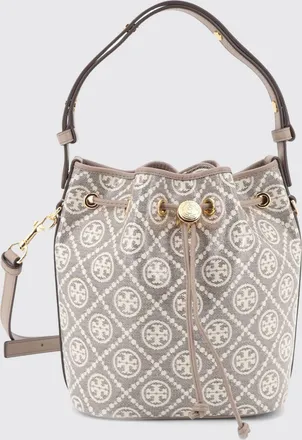Tory Burch Borsa a secchiello piccola in cotone monogram con pochette