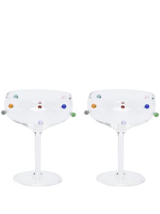 Maison Balzac Set di due coppette di vetro Pomponette - Blu
