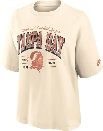 Nike Tampa Bay Buccaneers Vintage Mod Boxy Nike Womens NFL T-Shirt in White | 01CM15A9YV-U9E