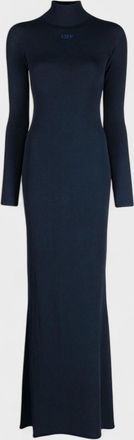 Off-white Womens Off-White Slick Long Dress Funnel Neck Dress Dark Blue - Navy - Size: 18/16