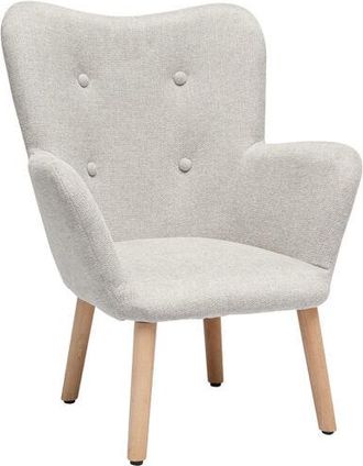 Miliboo Sill&oacute;n Infantil Escandinavo De Tela Efecto Terciopelo Beige Y Madera Clara Baby Bristol