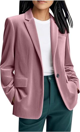 Generic Corduroy Blazer for Women UK Elegant Party Suit Jacket Fall Winter Y2K Clothes Fashion Wedding Outfit Outwear Tops Solid Color Long Sleeve Smart Casua