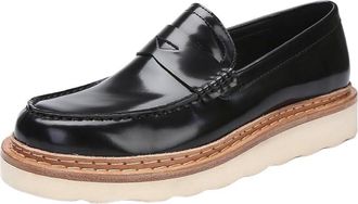 Generic Mens Leather Slip On Loafers Casual Thick Sole Platform Shoes Top Layer Cowhide Retro Vintage Comfortable Flats Easy Wear for Daily Work and Office(10