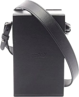 Fendi Pre-owned Cross Body Bags, female, Black, Size: ONE SIZE Pre-owned Leather Box Shoulder Bag