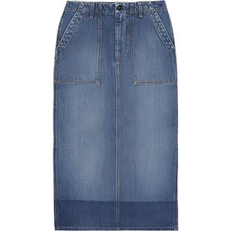 Fortela Jia Custom Wash Denim Fatigue Skirt in D340 at Nordstrom, Size 27 Eu