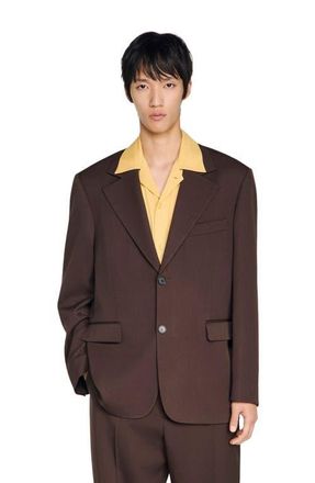 Sandro Oversized wool jacket in Chocolate at Nordstrom, Size 44 Eu
