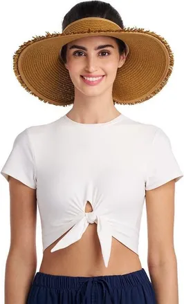 Coolibar Frayed Rolled Visor, UPF 50+ Sun Protection in Toast Brown at Nordstrom