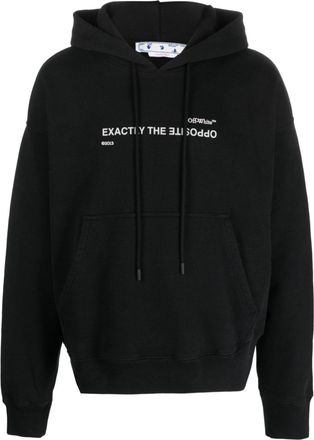 Off-white slogan-print drawstring hoodie - men - Polyester/Cotton - L - Black