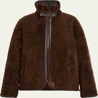 Brunello Cucinelli Curly Shearling Reversible Coat